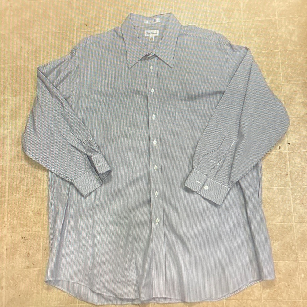 Paul Fredrick Classic Blue Pinstripe Dress Shirt